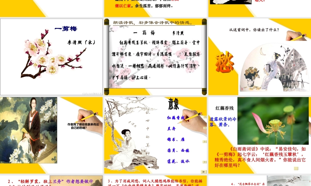 高中语文 (一剪梅 )教学课件 新人教版选修(中国古代诗歌散文欣赏) 课件