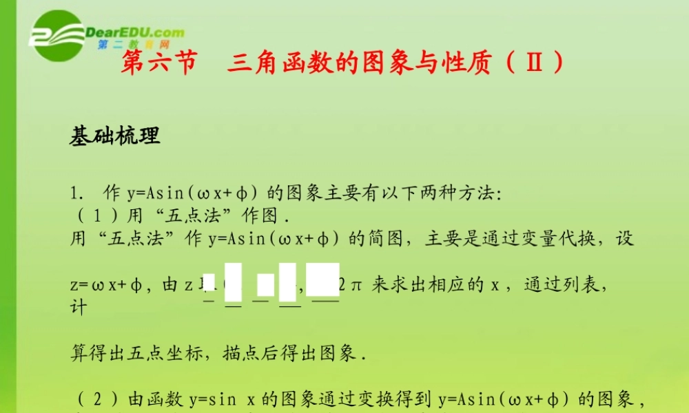 河北省高考数学第一轮总复习知识点检测 5.6三角函数的图象与性质(Ⅱ)课件 旧人教版 课件