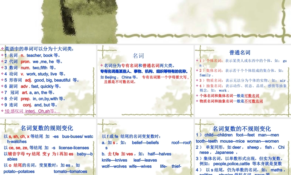 高考英语一轮语法总复习所有词类部分精品课件