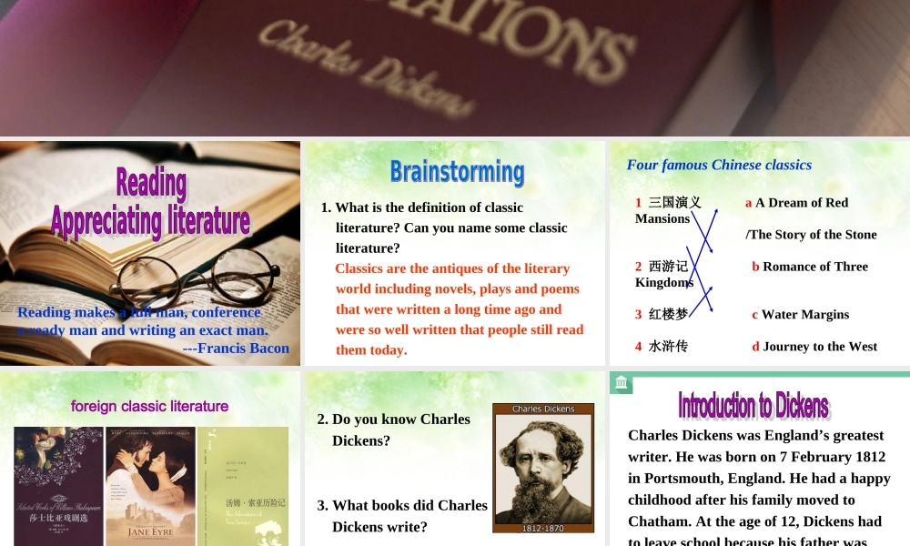 Reading(3)：Appreciatingliterature