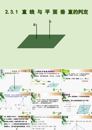 高中数学 232直线和平面垂直判定精品课件 新人教版必修 课件