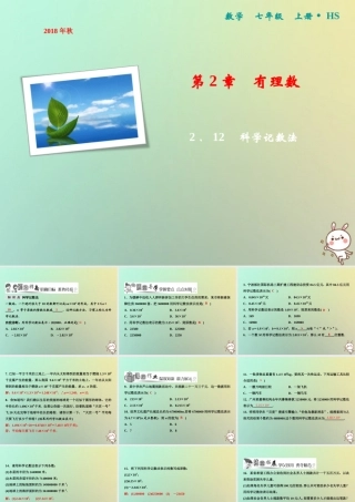 秋七年级数学上册 第2章 有理数 2.12 科学记数法课件 (新版)华东师大版 课件