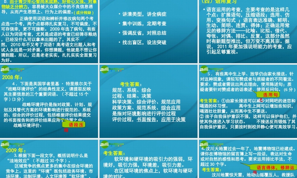 高考语文 复习攻略课件 新人教版 课件