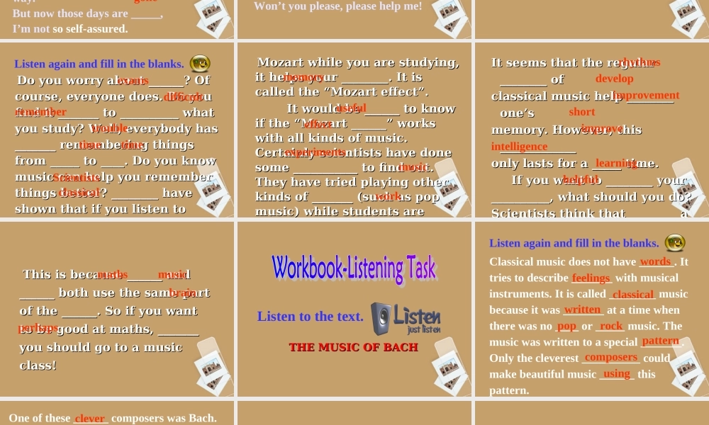 高中英语 Unit5 Listening exercise课件 新人教版必修2 课件