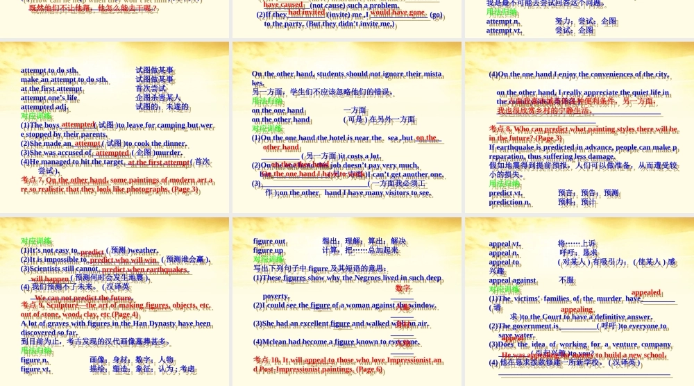 高考英语一轮复习 Unit-1  Art课件 新人教版选修6 课件