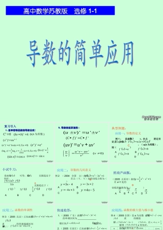 高二数学导数的简单应用课件 苏教版 课件