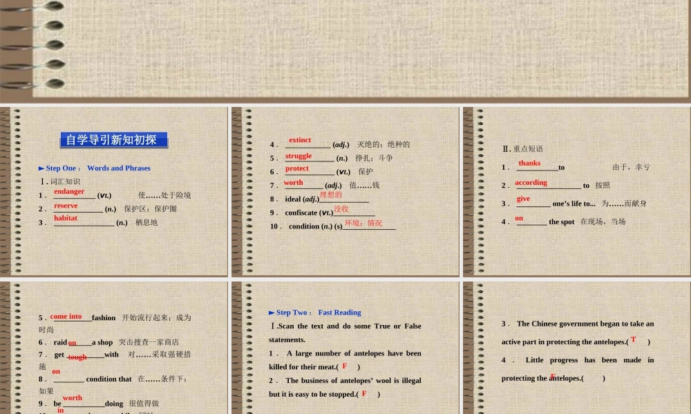 高中英语 Module6 SectionⅠ Introduction & Reading and Vocabulary Warming Up精品课件 外研版必修5 课件