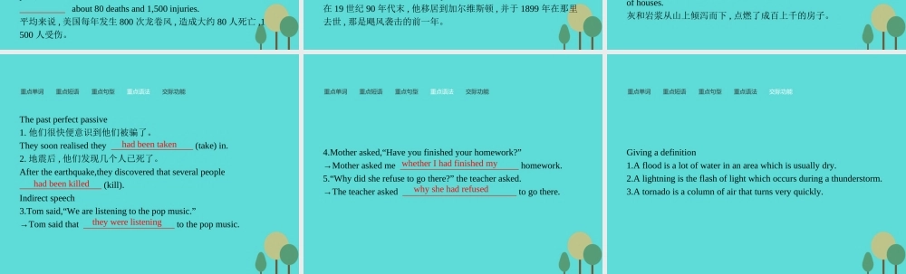 高中英语 Module1 3 The Violence of Nature模块重点小结课件 外研版必修3 课件