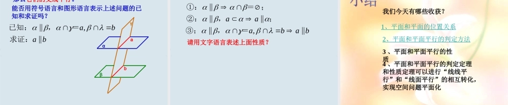 高中数学 平面与平面的位置关系课件 新人教版A版必修2 课件