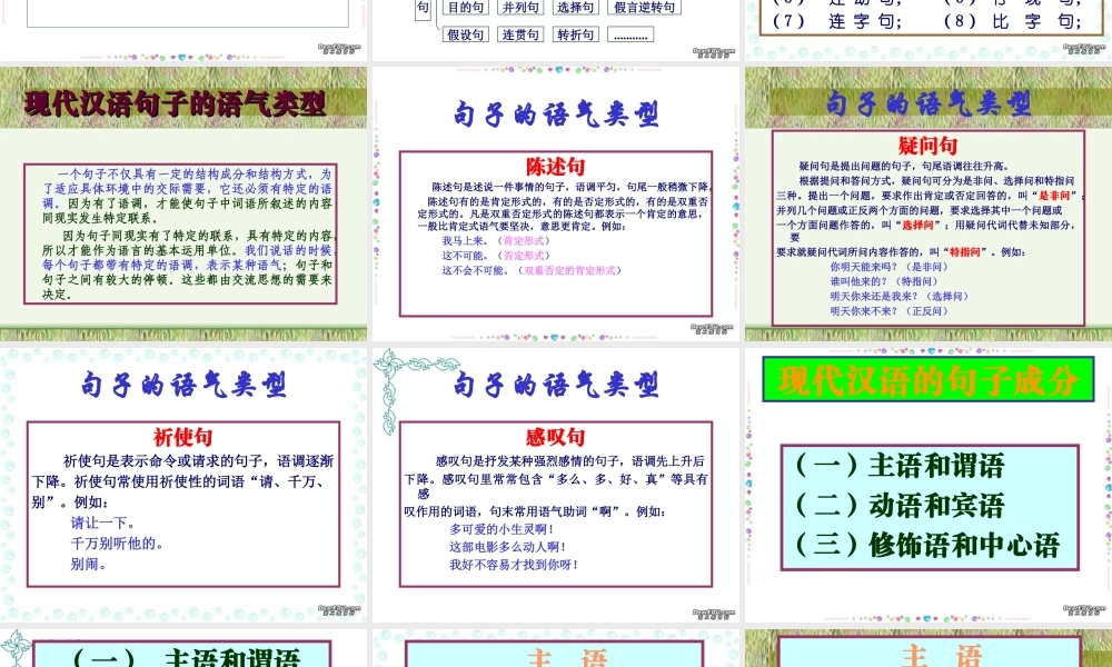 高三语文现代汉语语法课件 单句 课件