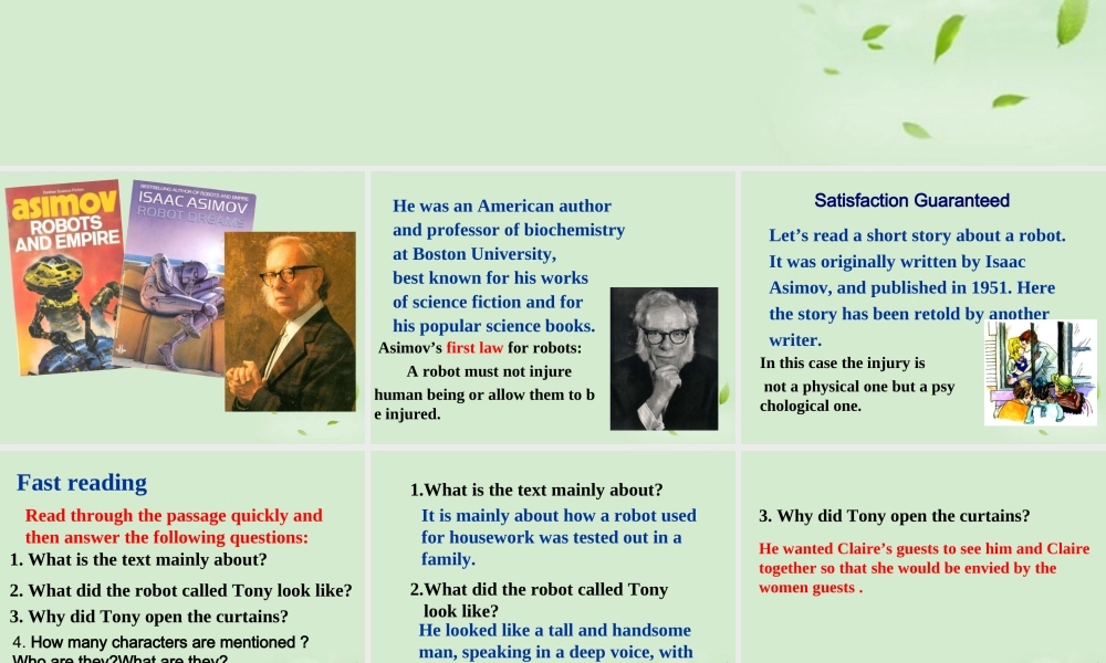 高中英语(unit2 Reading)教学课件 新人教版选修7 课件