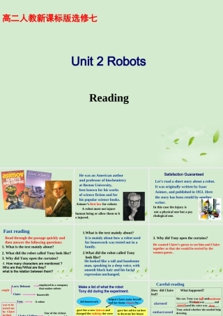 高中英语(unit2 Reading)教学课件 新人教版选修7 课件