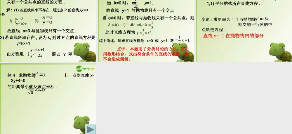 高中数学 直线与抛物线的位置关系课件 新人教A版选修2-1 课件