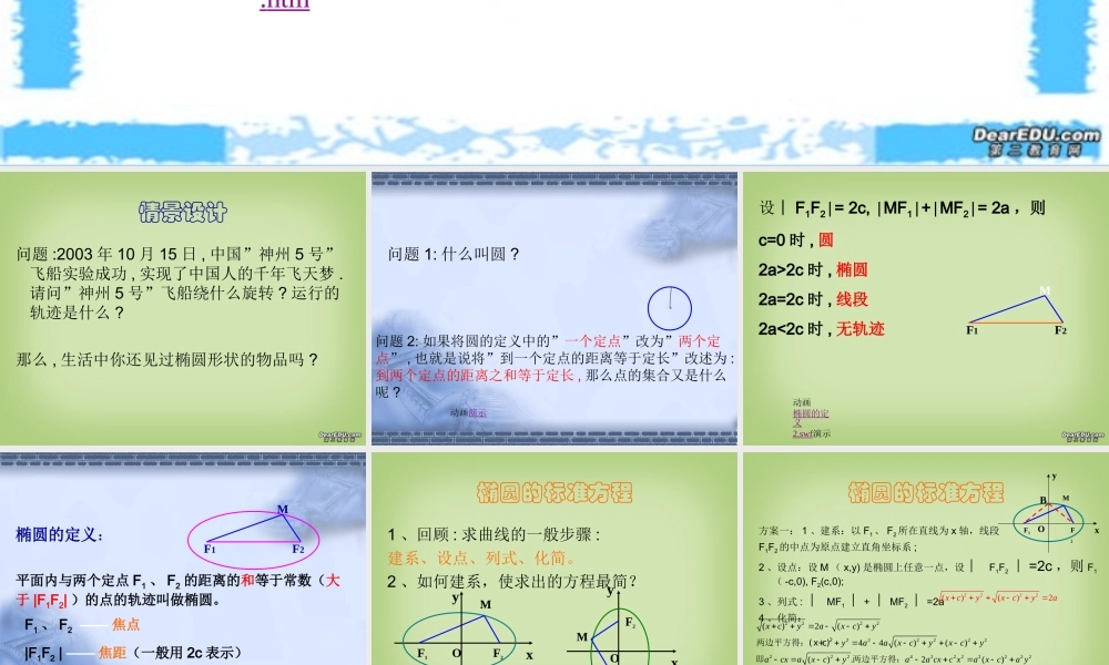 第四十课 椭圆及其标准方程精品课件