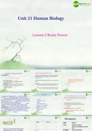 高中英语 Unit21 lesson2 brain power课件 北师大版选修7 课件