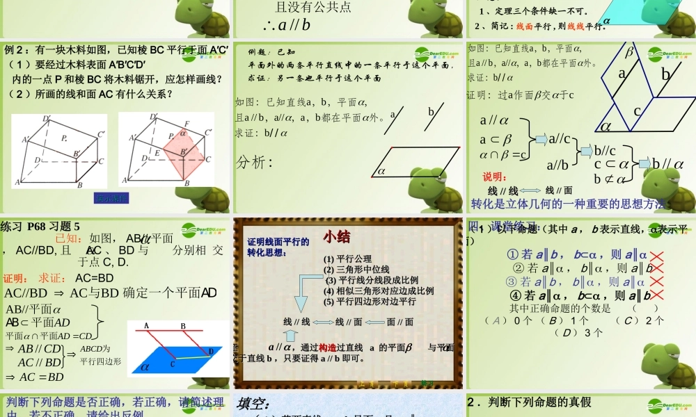 高中数学 223线面平行的性质课件 新人教A版必修2 课件