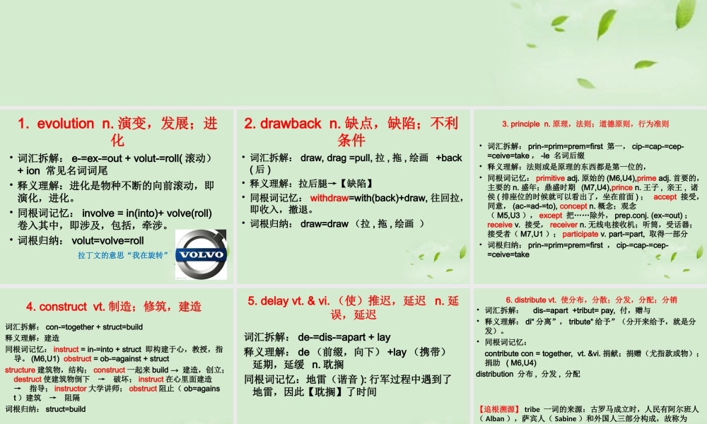 高中英语 Unit1 词汇记忆课件 牛津版选修7 课件