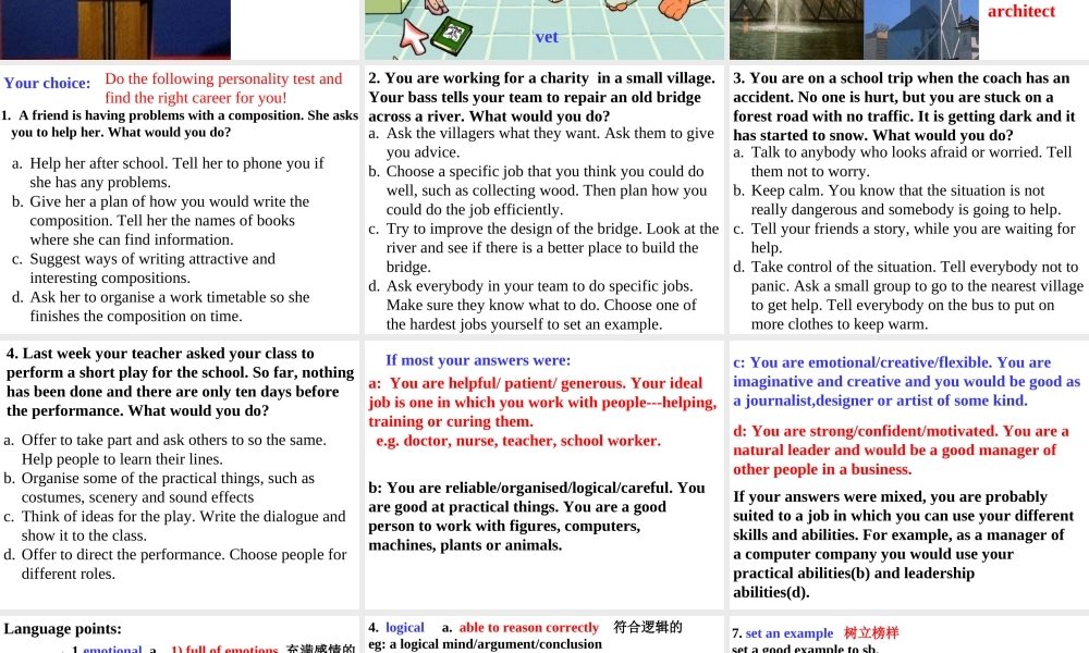 高中英语Unit 14 lesson 1 Your Choice课件1 北师大版 必修5 课件