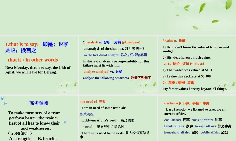 高中英语 M7-U3 单词讲解 part01课件 牛津版选修7 课件