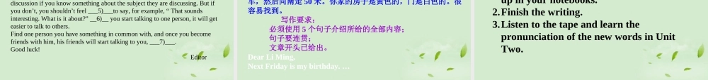 高中英语 Unit1 Summing Up and Assessment课件 必修1 课件