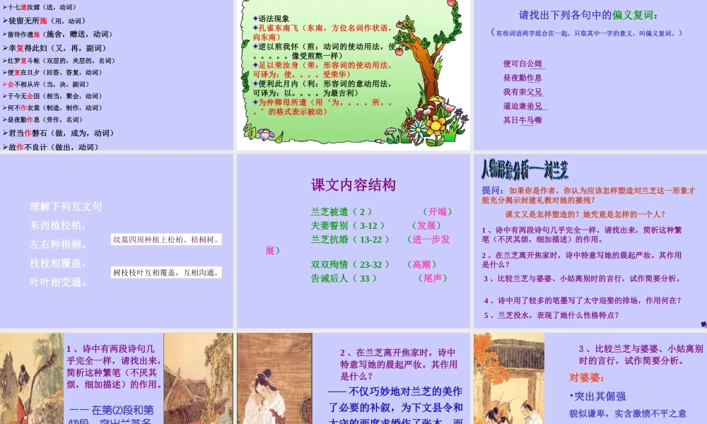 高中语文(孔雀东南飞)教学课件新人教版必修2 课件
