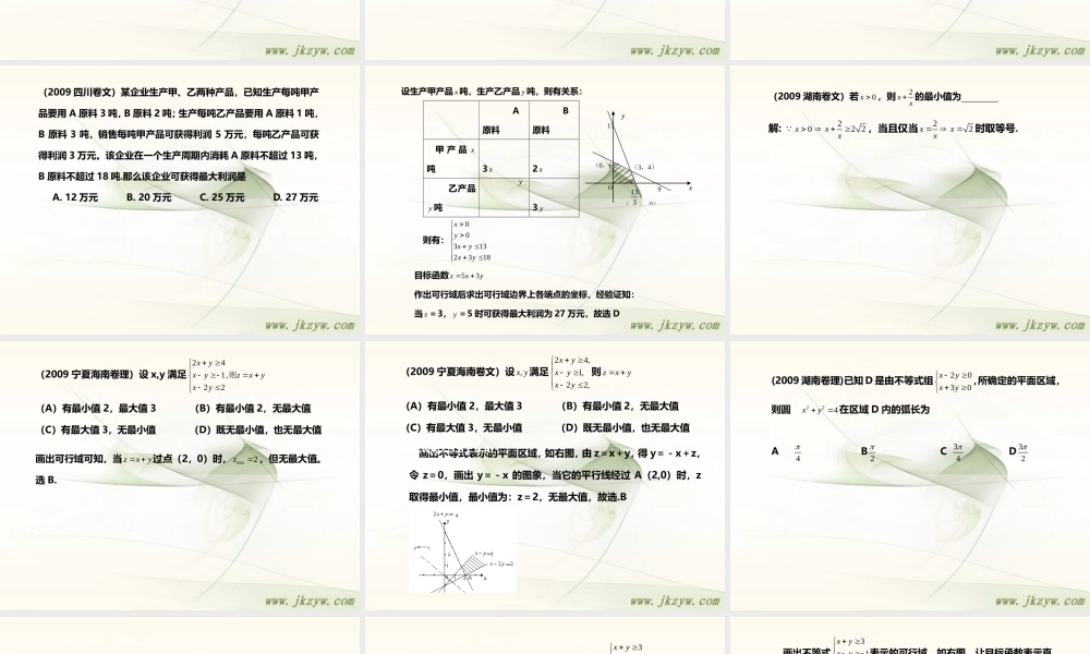 高三数学高考汇编课件：不等式 课件