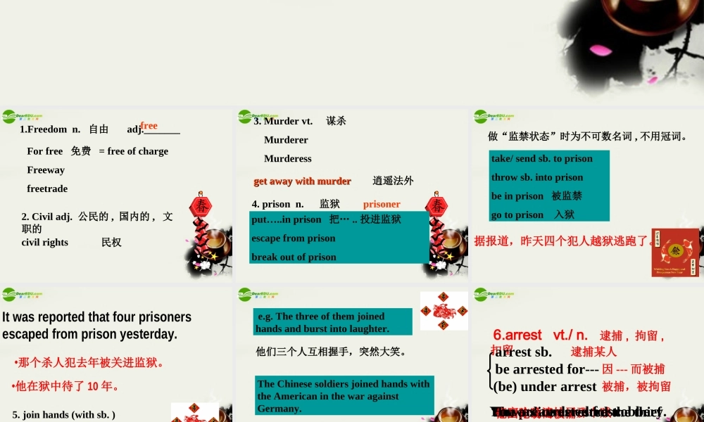 高二英语 Unit 14 Freedom Fighters New words课件 大纲人教版 课件