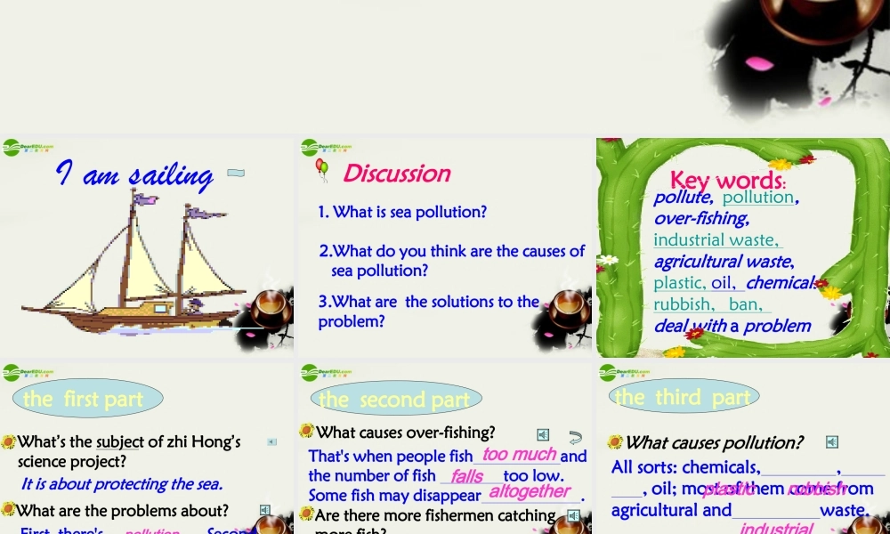 高中英语 Unit7 lesson2(The Sea)Protecting the Sea课件3 北师大版必修3 课件