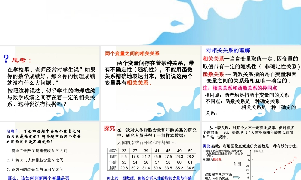 高中数学 两个变量之间的相关关系课件 新人教版必修1 课件