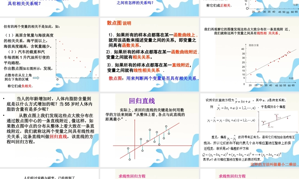 高中数学 两个变量之间的相关关系课件 新人教版必修1 课件