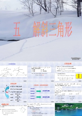 高一数学解斜三角形复习课件 人教版 高一数学下学期第五章向量[整理七套]人教版