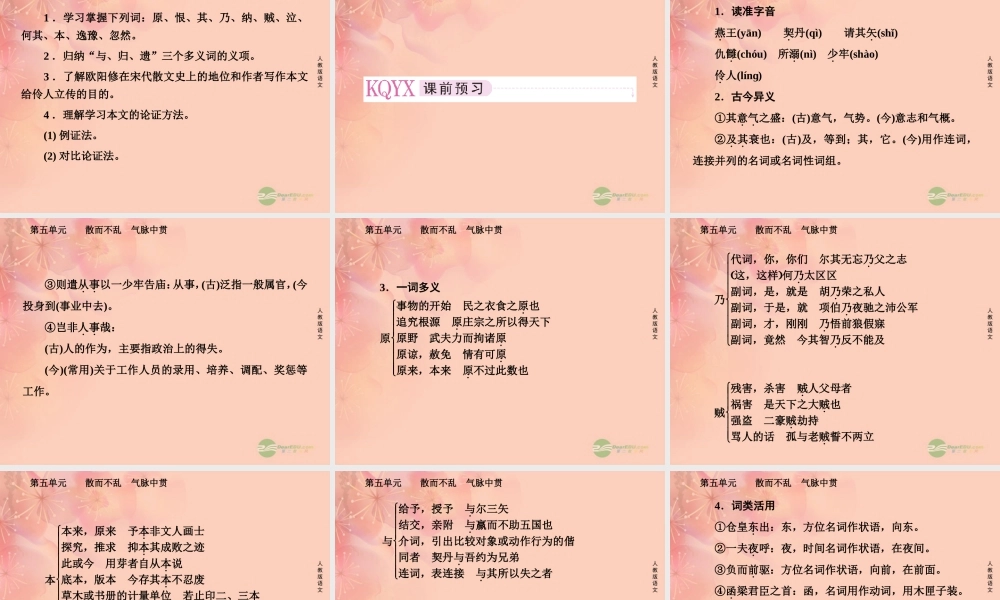 高中语文 5自主赏析1 伶官传序课件 新人教版选修(中国古代诗歌散文欣赏) 课件