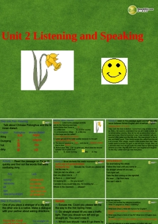 高中英语 Unit 2 Listening and Speaking课件