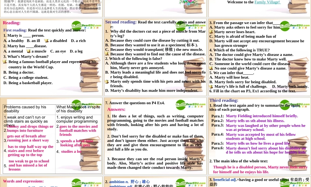 高二英语 Unit 1 Living well-Reading课件 人教新目标版选修7 课件