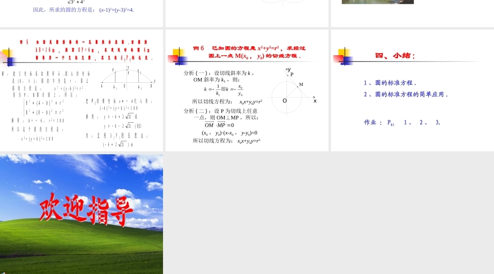 高中数学圆的方程课件2 新课标 人教版 必修2B 课件