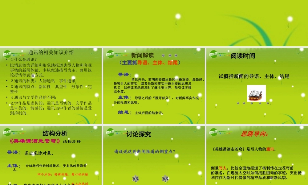 高中语文 (英雄潇洒走苍穹)语文版 课件