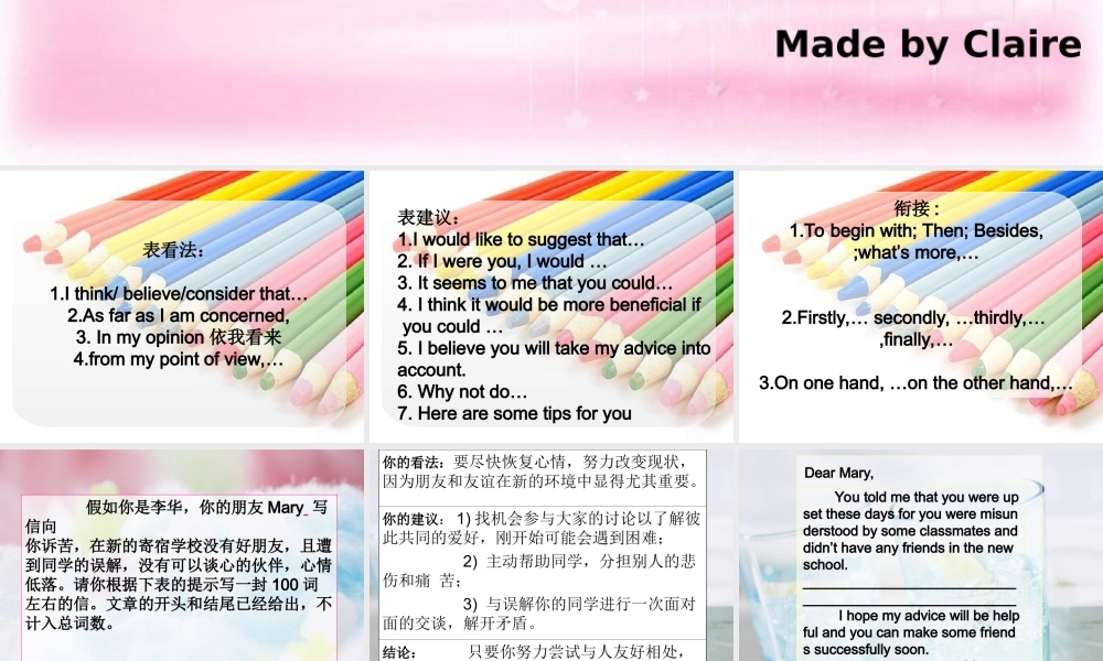 高中英语 unit1 writing 课件 新人教版必修1 课件