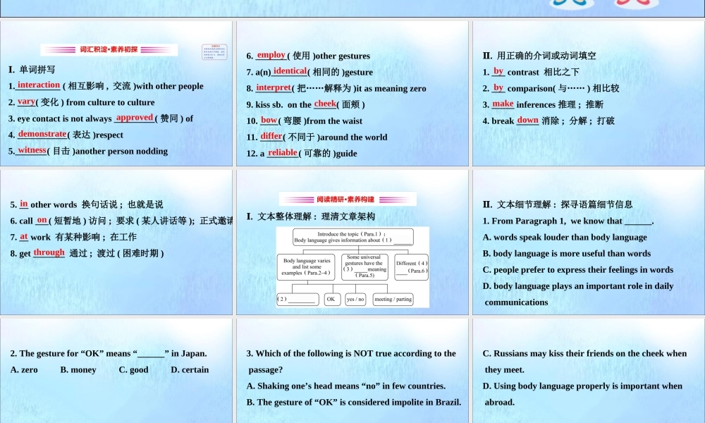 高中英语 Unit 4 Body Language Reading and Thinking课件 新人教版必修1 课件