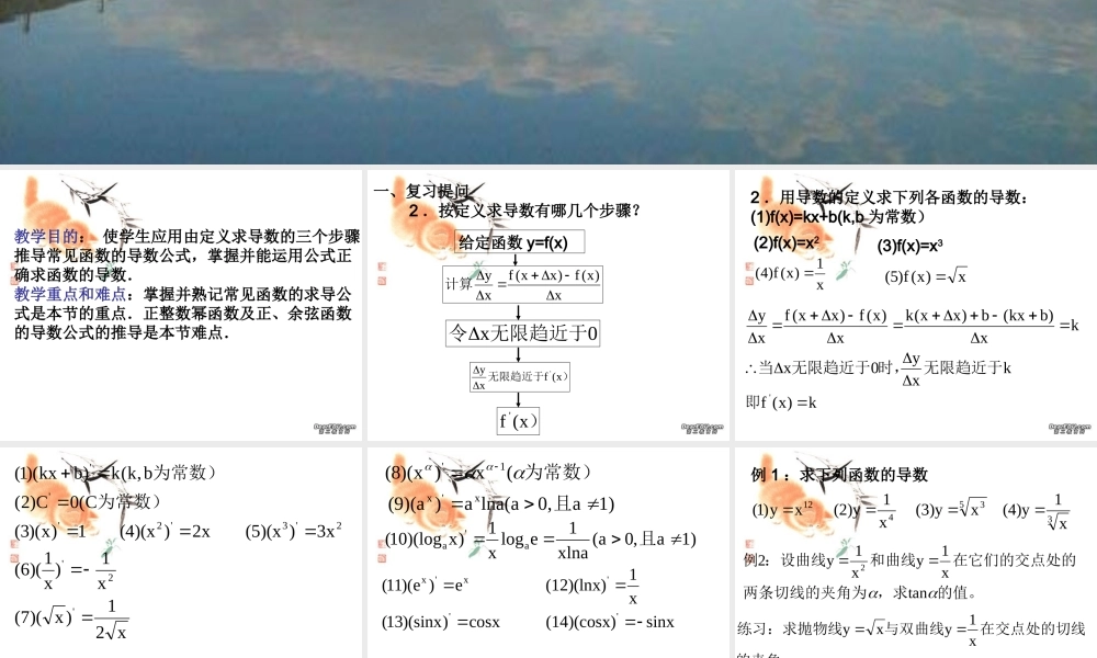 高二数学选修2常见函数的导数课件 苏教版 课件
