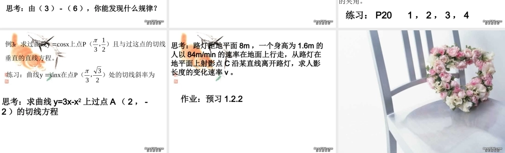 高二数学选修2常见函数的导数课件 苏教版 课件