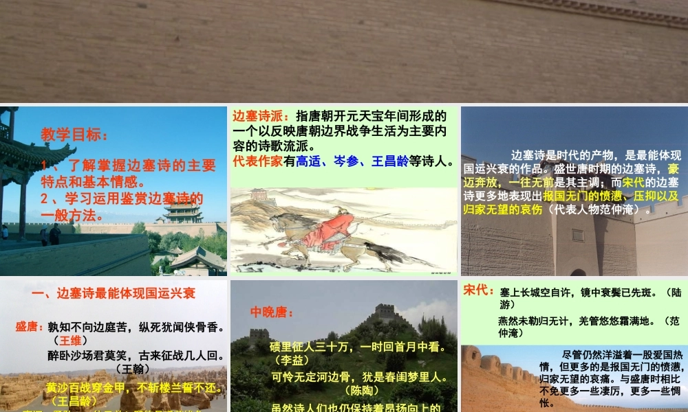 高考语文古典诗词鉴赏秦时明月汉时关 边塞征战诗鉴赏课件