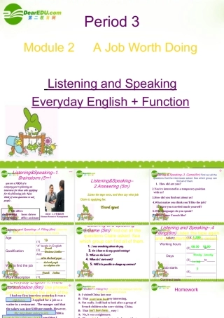 高中英语 Module 2(A Job Worth Doing)课件-Listening & speaking 外研版必修5 课件