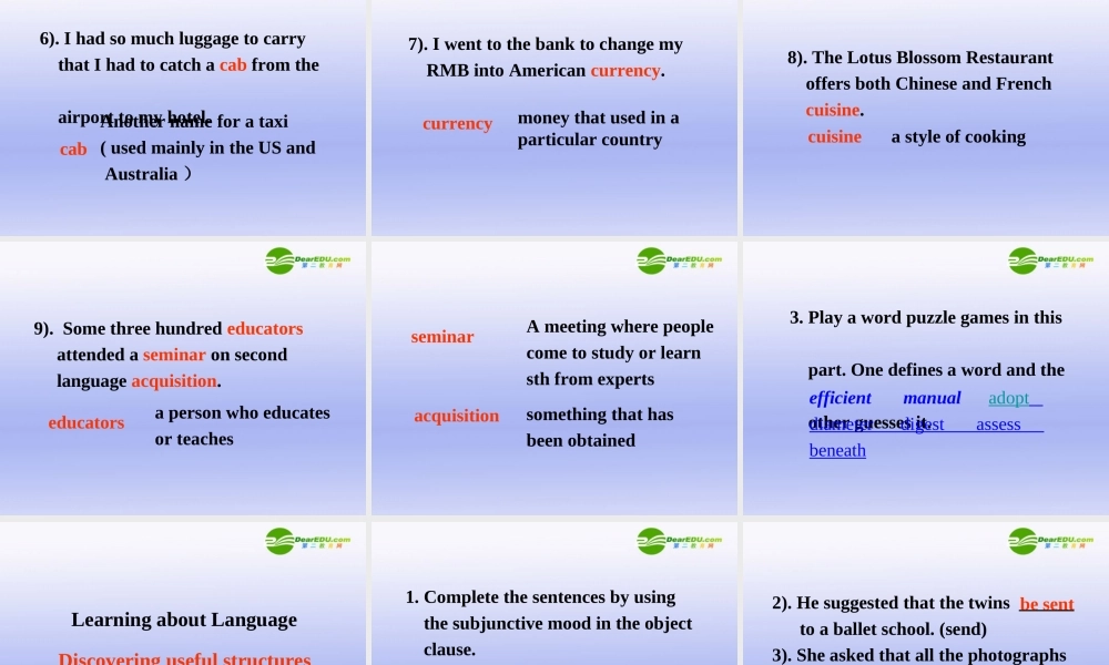 高中英语 Unit 4Learning efficiently-Learning about language课件 新人教选修10 课件