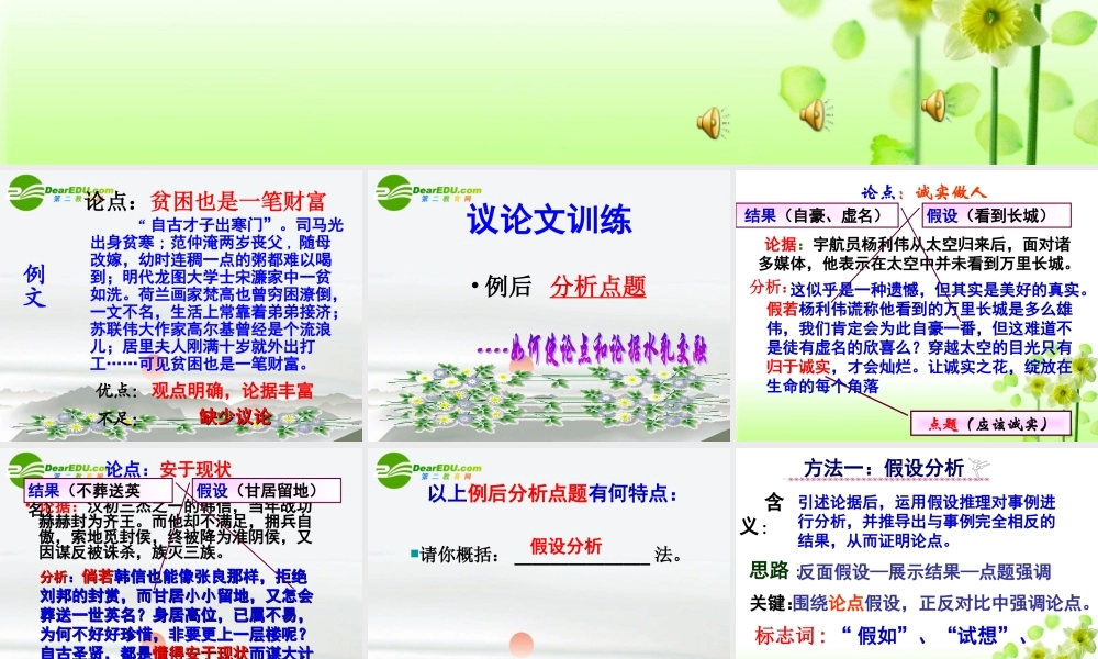 高中语文作文辅导 议论文训练-例后分析点题课件 新人教版 课件