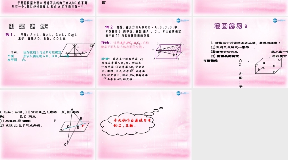 高中数学 121平面的基本性质课件2课件 苏教版必修2 课件