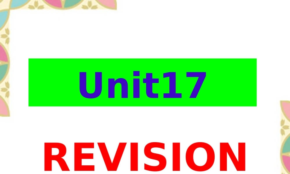高三英语第一轮复习高一Unit17课件 新课标 人教版 课件