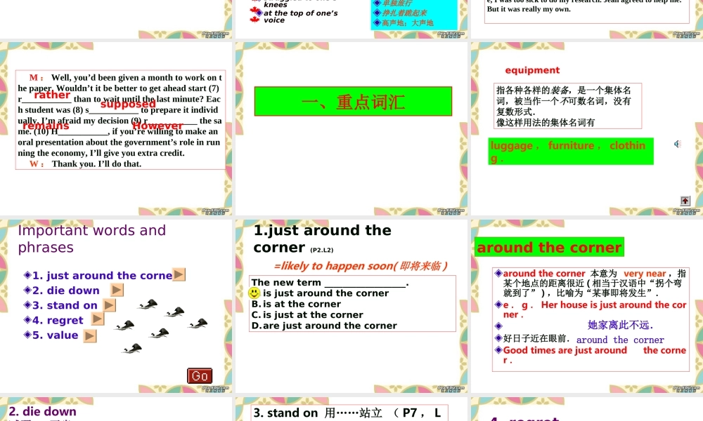 高三英语第一轮复习高一Unit17课件 新课标 人教版 课件