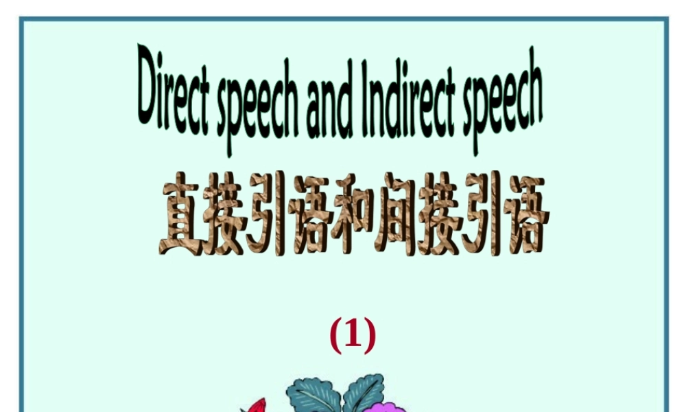 高一英语直接引语和间接引语 新课标 人教版 课件
