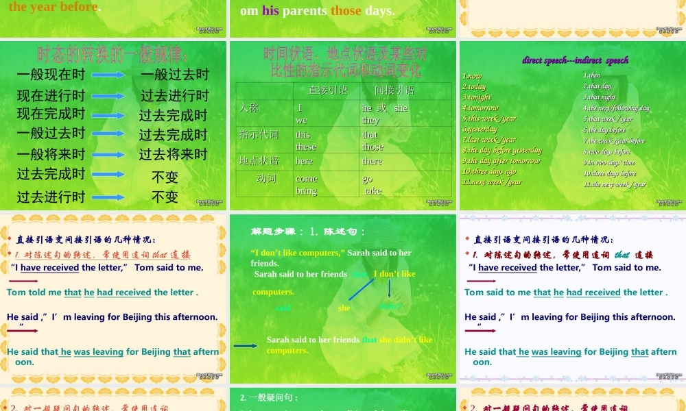 高一英语直接引语和间接引语 新课标 人教版 课件