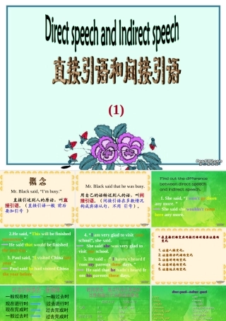 高一英语直接引语和间接引语 新课标 人教版 课件
